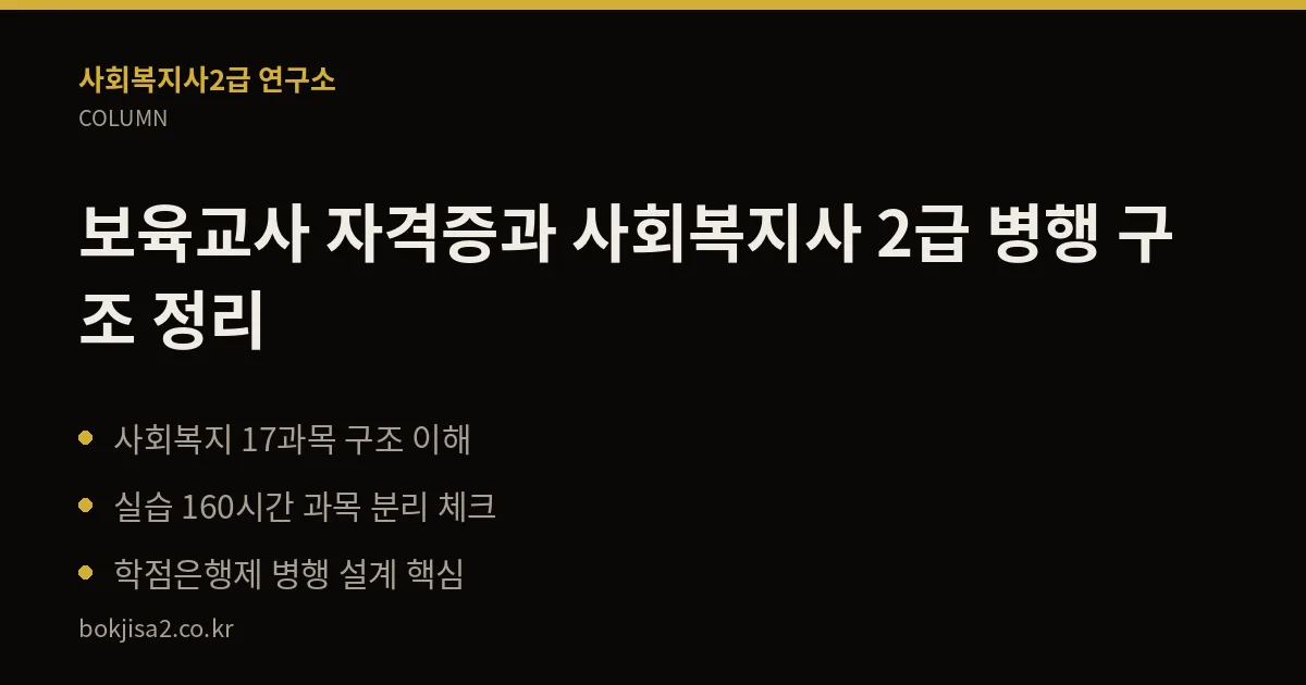 보육교사 자격증과 사회복지사 2급 병행 구조 정리 핵심 정리