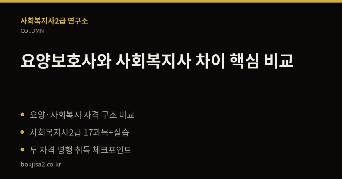 요양보호사와 사회복지사 차이 핵심 비교 핵심 정리