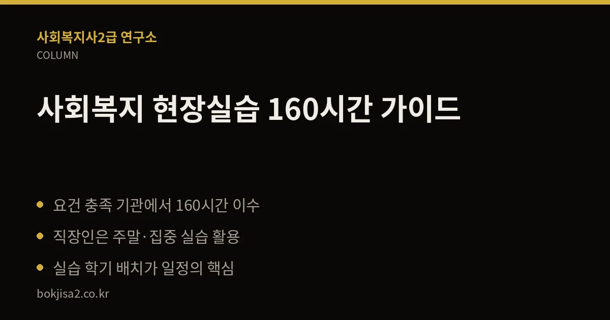 사회복지 현장실습 160시간 가이드 핵심 정리