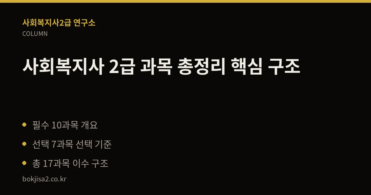 사회복지사 2급 과목 총정리 핵심 구조 핵심 정리